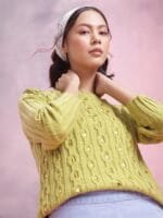 DressBerry Acrylic Cable Knit Pullover with Embellished Detail