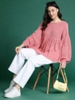 OnlyTrend Pullover with Puff Sleeves