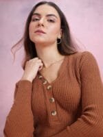 OnlyTrend V-Neck Ribbed Acrylic Pullover