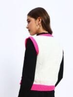 OnlyTrend Women Woollen Sweater Vest with Embroidered Detail