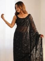 Anouk Embellished Sequinned Pure Georgette Saree