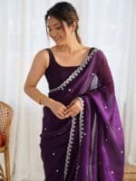 Anouk Embellished Sequinned Tissue Saree