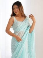 Anouk Floral Sequinned Pure Georgette Saree