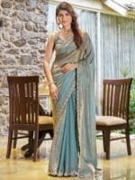Anouk Women Embellished Beads and Stones Pure Chiffon Saree
