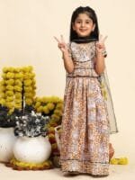 Cutiekins Girls Printed Cotton Ready to Wear Lehenga & Blouse With Dupatta