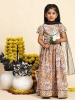 Cutiekins Girls Printed Cotton Ready to Wear Lehenga & Blouse With Dupatta