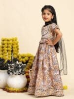 Cutiekins Girls Printed Cotton Ready to Wear Lehenga & Blouse With Dupatta