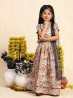 Cutiekins Girls Printed Cotton Ready to Wear Lehenga & Blouse With Dupatta