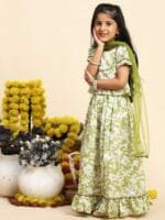 Cutiekins Girls Printed Ready to Wear Cotton Lehenga & Blouse With Dupatta