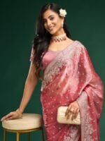 kasee Floral Embroidered Silk Blend Saree