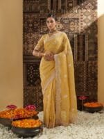 kasee Floral Phulkari Silk Blend Saree