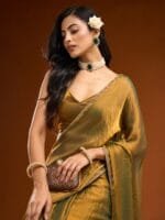 kasee Solid Beads and Stones Saree