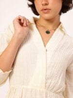 OnlyTrend Adorable Allure Crinkled Textured Tiered Mini Shirt Style Dress