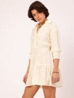 OnlyTrend Adorable Allure Crinkled Textured Tiered Mini Shirt Style Dress