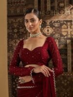 OnlyTrend Beads and Stones Pure Chiffon Saree