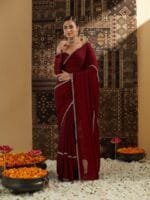 OnlyTrend Beads and Stones Pure Chiffon Saree