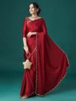 OnlyTrend Beads and Stones Satin Sarees