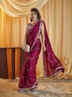 OnlyTrend Embellished Sequinned Pure Silk Saree