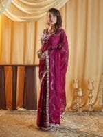 OnlyTrend Embellished Sequinned Pure Silk Saree