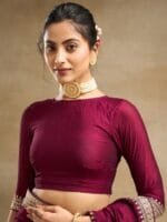 OnlyTrend Embroidered Pure Silk Saree