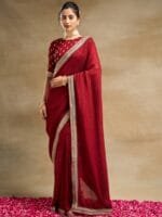 OnlyTrend Embroidered Pure Silk Saree