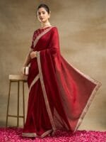 OnlyTrend Embroidered Pure Silk Saree