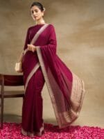 OnlyTrend Embroidered Pure Silk Saree