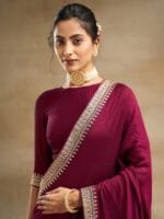 OnlyTrend Embroidered Pure Silk Saree