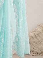 OnlyTrend Floral Sequinned Pure Georgette Saree