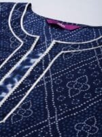 OnlyTrend Women Blue Bandhani Printed Pure Cotton Kurta with Palazzos & Dupatta