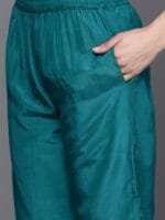 OnlyTrend Women Green Floral Pure Silk Kurta with Trousers & With Dupatta