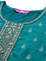 OnlyTrend Women Green Floral Pure Silk Kurta with Trousers & With Dupatta