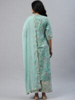 OnlyTrend Women Sea Green Floral Printed Kurta with Palazzos & Dupatta
