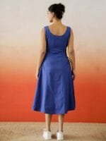 SANSKRUTIHOMES Solid Cotton Fit & Flare Dress